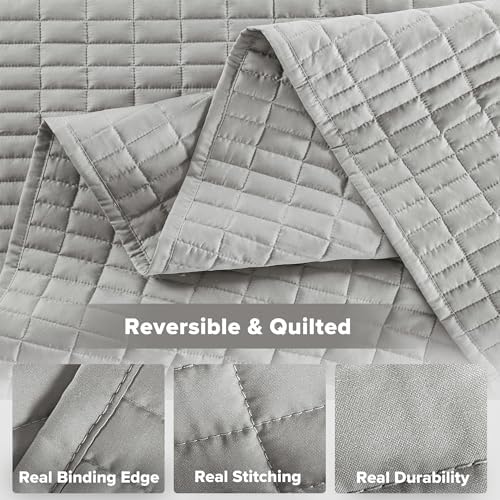 Comfort Spaces Oversized Bedspread King Quilt Set 3 Piece 120 x 118" Grey