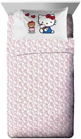Sanrio Hello Kitty Twin Comforter Set 5 Piece Bedding for Girls, Grey