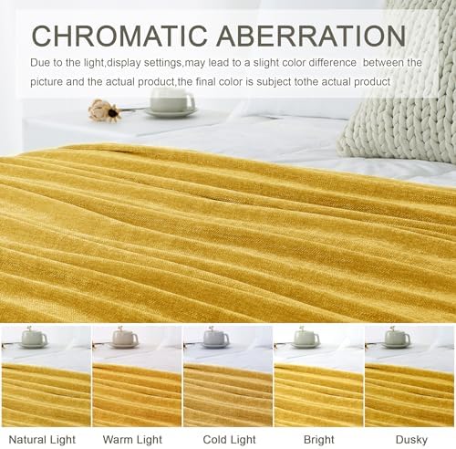 Chenille Throw Blanket for Couch 60" x 80" Twin, Yellow
