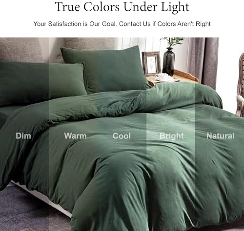 PURE ERA Jersey Knit Duvet Cover Set Solid Forest Green King