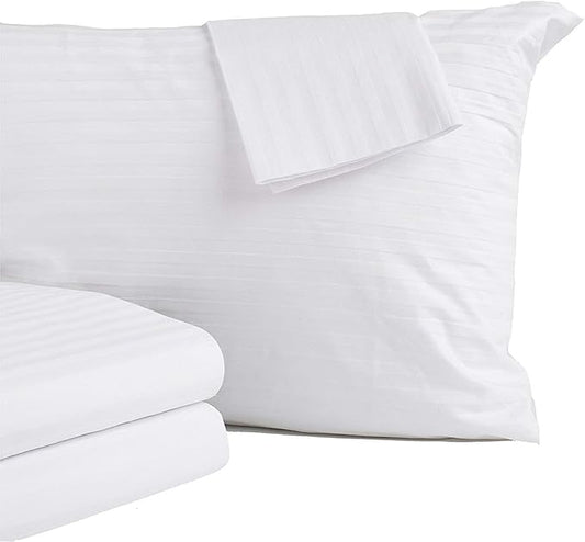 Comfort Beddings Body Pillowcase, 100% Organic Cotton 600 Thread Count Sateen, Soft Cooling White Stripe, 1-Pack, Hidden Zipper Closure, Hotel Quality, Fade & Shrink Resistant, 20 x 48 Inches