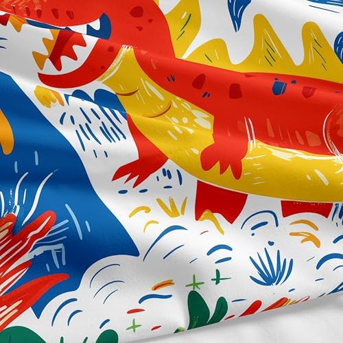 Helloosun 5PCS Dinosaur Comforter Sets Twin,Cartoon Dinosaur Bedding Sets for Kids,Colourful Toddler Comforter Twin