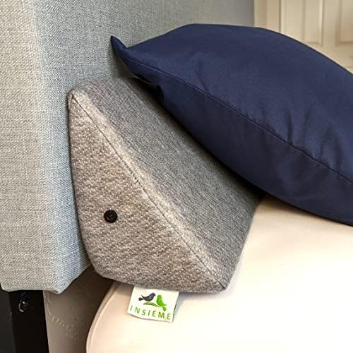 Insieme King Size Bed Wedge Pillow for Headboard Gap (Gray) | Long Triangular Pillow Wedge/Bed Gap Filler/Bolster Pillow for Pillow Support & Covering Cracks Between Bed/Headboard/Wall (76x8x6 inch)