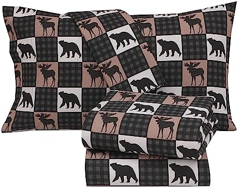 RUVANTI Flannel Sheets Set Twin XL, Wilderness Plaid