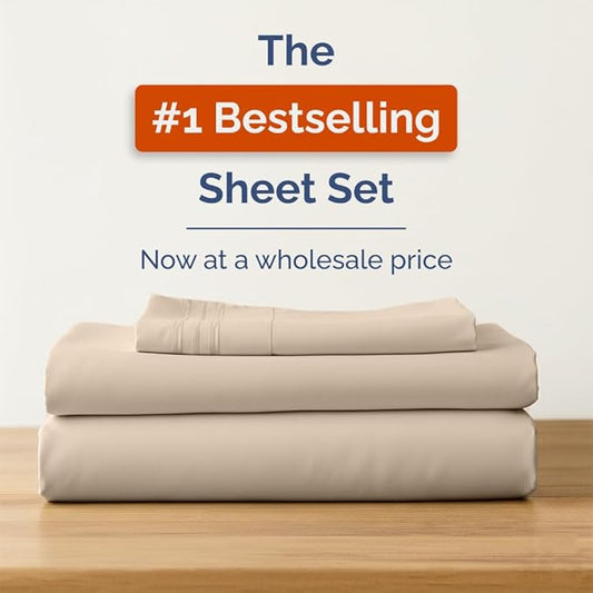Bulk Case Pack of 16 Sheet Sets - (16) Complete Twin Size Sheet Sets with Deep Pockets - Wholesale Bulk Bedding for Hotels, Spas & Airbnbs - Breathable, Cooling, Soft & Wrinkle Free - (Twin, Cream)