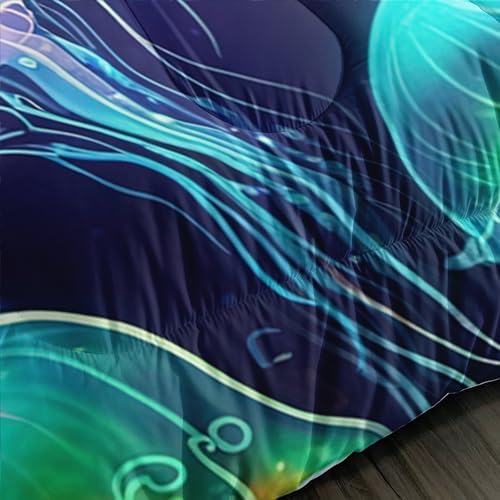 Colorful Jellyfish Queen Size Comforter Set with 2 Pillowcases.