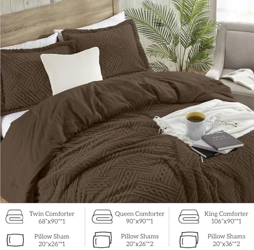 Homelike Moment Fleece Twin/Twin XL Comforter Set,Fluffy Bed Set 2 PC Brown