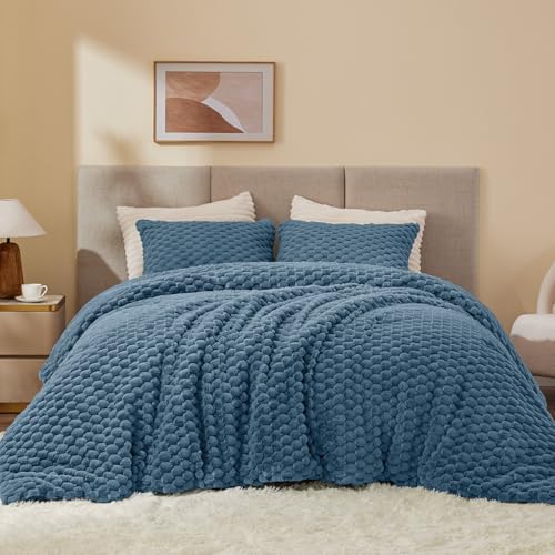 BEDELITE Fluffy Twin/Twin XL Comforter Set, Blue Fog Bed Set 2 Pieces