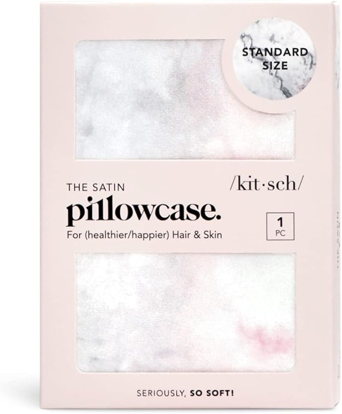 Kitsch Satin Pillowcase with Zipper for Hair & Skin - Softer Than Silk Pillow Cases, Smooth Cooling Satin Pillow Case, Wrinkle-Free, Machine Washable - Pillow Cases Standard Size 19x26 - Marble