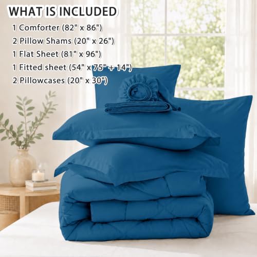 Anluoer Full Size Comforter Sets, 7 Piece Bed in a Bag Full Bedding Sets