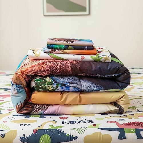 ADASMILE A & S Dinosaur Comforter Sets 6 Piece Full Bedding Sets for Boys