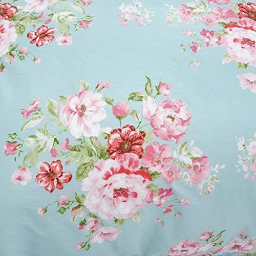 FADFAY Farmhouse Shabby Pink Floral Chic Bedskirt Set 100% Cotton Exquisite Craft Ultra Soft 4-Piece Full Size