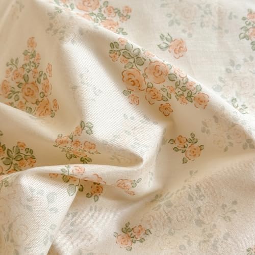 Vintage Floral Duvet Cover Set Twin XL, Chic Coquette Flower Botanical Bedding Set with Ruffle Lace, French Style 100% Cotton Cottagecore Duvet Cover, Aesthetic Flower Princess Lace Bedding Set
