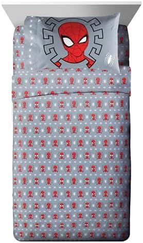 Marvel Spiderman Twin Comforter Set 5 Piece Kids Bedding for Boys, Multi