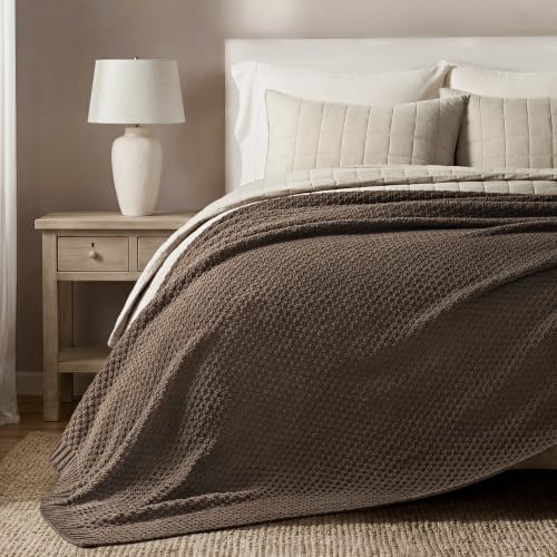 EVERGRACEHOME Chunky Chenille Knit Throw Blanket, 108x92, Cocoa Brown