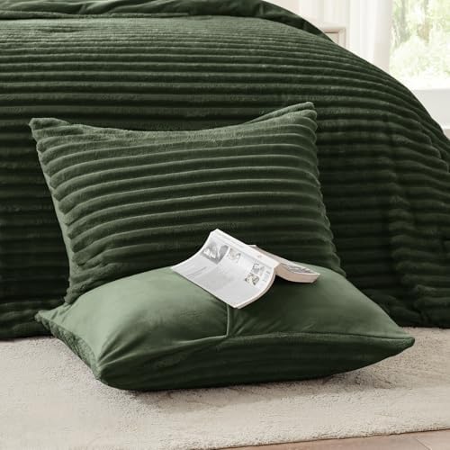 EXQ Home Fluffy Comforter Set Twin Size,2 Pieces Bed Set,Olive Green