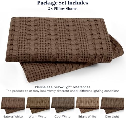 PHF Cotton Waffle Weave Euro Sham Covers 26" x 26", Chocolate, No Insert