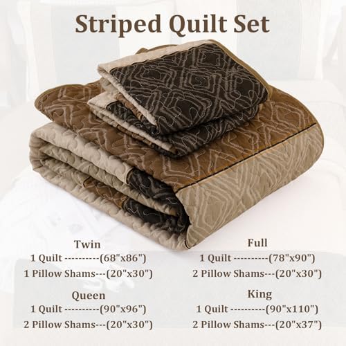 Cottolester Twin Quilt Set for Dorm Bedding,2 pcs Summer Striped Bedspread