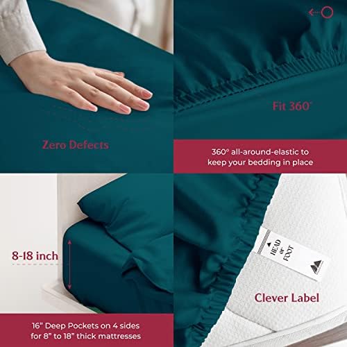 Mayfair Linen Egyptian Cotton Teal Queen Sheets Set - Luxury 800 Series High Thread Count Queen Bed Sheet Set (4 PC), Soft Cooling 16" Deep Pocket Hotel Quality Bed Sheet Set - Tranquil Collection