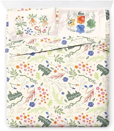 Harry Potter Queen Comforter Set 7 Piece Soft Floral Bedding, Multi