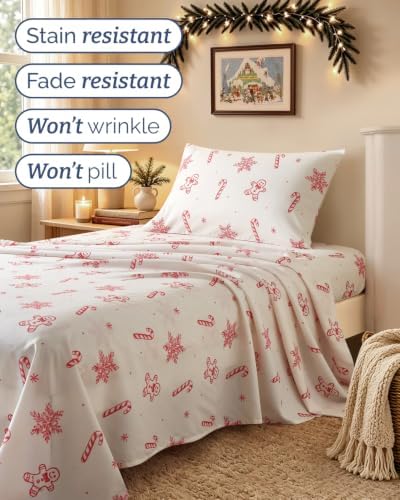 Christmas Sheet Set, Holiday Sweets, Holiday Xmas Bedding Set - Twin Size