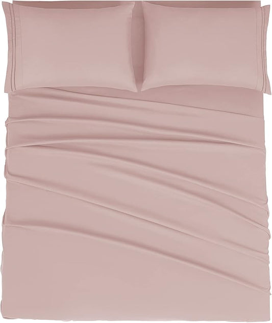 Mejoroom Bed Sheets Set,Extra Soft Luxury Full Sheets with 16 Inch Deep Pocket,Premium Bedding Collection - Breathable Wrinkle Fade Stain Resistant Hypoallergenic - 4 Piece (Full, Dusty Pink)