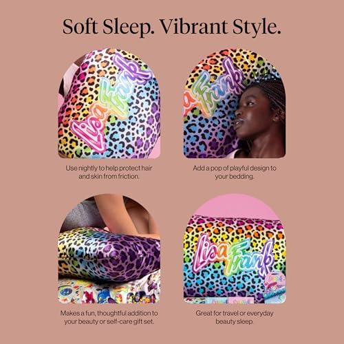 Lisa Frank x Kitsch Satin Pillowcase, Size 19x36 - Rainbow Leopard