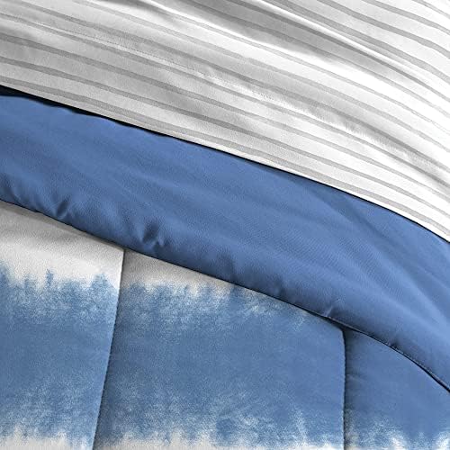 Dream Factory Tie Dye Stripe Kids Bed in a Bag Microfiber Blue Full 7-Piece