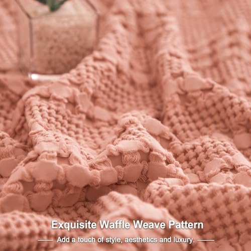 PHF Cotton Waffle Weave Euro Sham Covers 26" x 26", Canyon Clay, No Insert