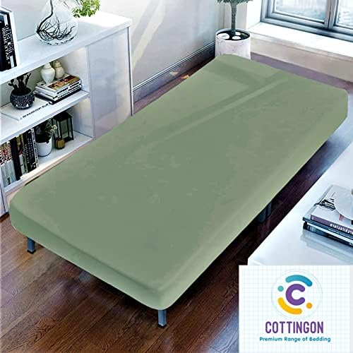 1 PC Cot Size 30" x 75" Fitted Sheet Only, 100% Egyptian Cotton, Sage Solid