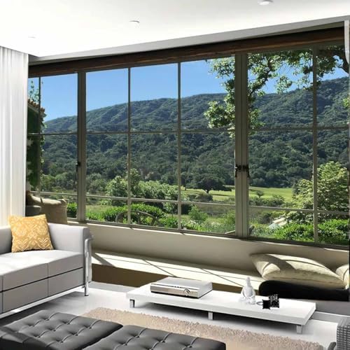 FENDROM Green Forest Natural Tapestry Landscape Window Scenery Wall Aesthetic Tapestry for Bedroom Flannel Beach Blanket Living Dinning Room College Dorm Wall Hanging