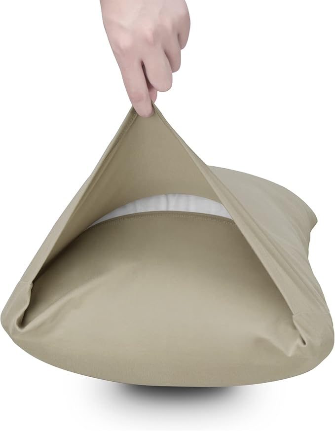 Stretch Toddler Pillowcases - Jersey Knit Travel Pillow Cases to Fit Pillows Sized 12x16, 13x18 or 14x20, Ultra Soft Envelope Closure, Small, Set of 2, Taupe