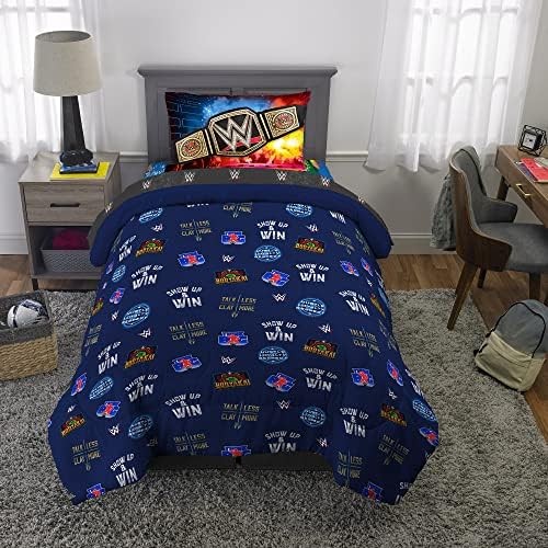 WWE Wrestlemania Kids Bedding Set, Super Soft Microfiber Comforter & Sheet Set, 4-Piece Twin, (Officially Licensed Product) by Franco