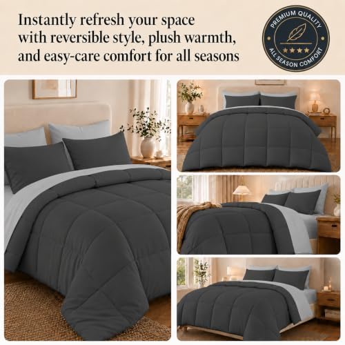 Anluoer Queen Comforter Set 7 Piece, Soft Bed in a Bag Queen Bedding Sets