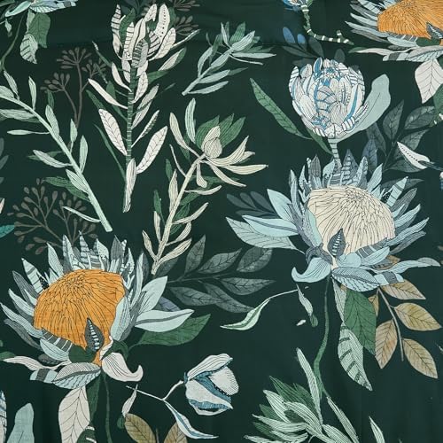 Luxudecor King Comforter Set 7 Pieces Bedding Sets, Dark Green Floral Comforter and Sheet Set, Soft Microfiber Bed in a Bag for All Seasons (Dark Green,104"x90")