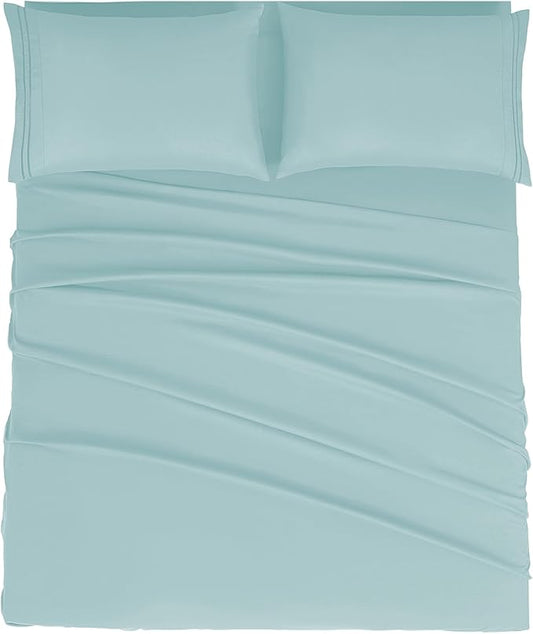Mejoroom King Size Sheet Set - Soft Microfiber Bed Sheets,Deep Pocket Fitted Sheet, Soft, Breathable, Wrinkle & Fade Resistant - 4 Piece (King, Grayish Green)