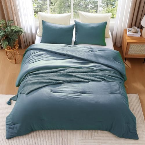 King Size Comforter Set-3 Pieces Soft Oxford Blue Comforter Bedding Set