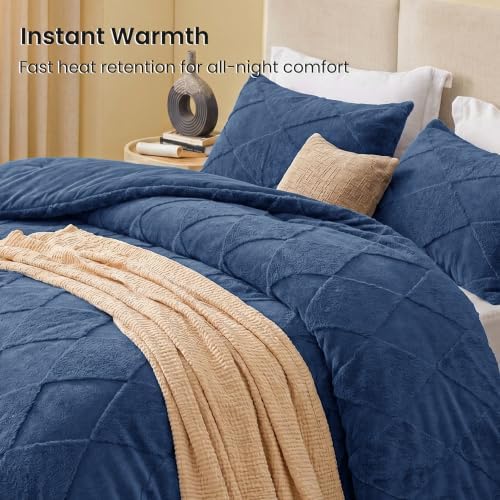 EXQ Home Tufted Diamond Comforter Set Twin, 2 Pieces Bed Set,Dark Blue
