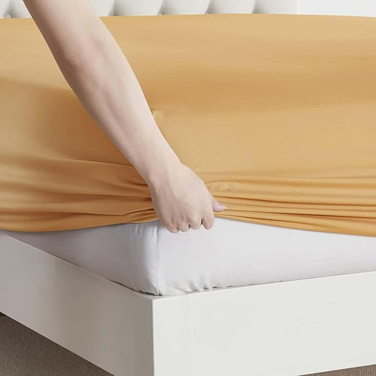 Clara Clark King Sheets, 6 Piece Set - Hotel Luxury Sheets for King Size Bed, Super Soft Bedding Set, King Size, Apricot Orange