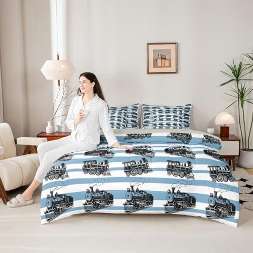 Feelyou Retro Train Comforter Set Twin Size 7 Pcs Bedding Set Boys Girls