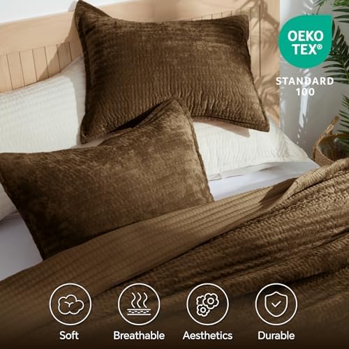 BEDELITE Velvet Quilt Set King Size, Luxury Velvet Comforter Bedding