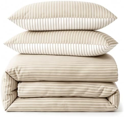 Nayoroom Striped Comforter Set King Reversible Brown White Stripe Bedding