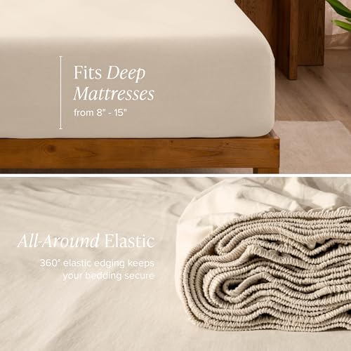 Bare Home 100% Organic Cotton Jersey Sheet Set (Full, Sand)