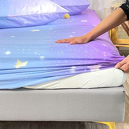 HOSIMA Colorful Rainbow Bedding Sets Full,1 Fitted Sheet+2 Pillowcases.