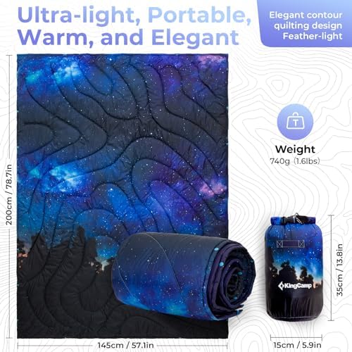 KingCamp Ultralight Camping Blanket, Wearable Packable Blanket 79"x57"