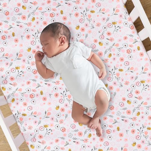 Lambs & Ivy Little Garden 3-Piece Embroidered Floral Baby Crib Bedding Set