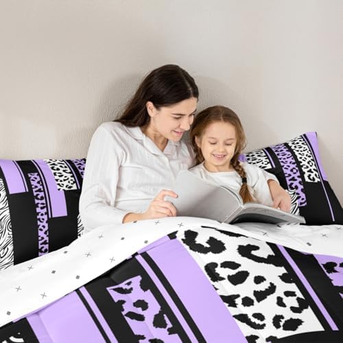Animal Print Leopard Zebra Comforter Set Full Size Kids Boys Bedding