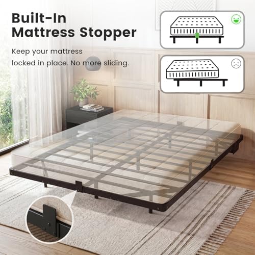 Liians Queen Floating Bed Frame with Smart LED Lights, USB Charging Station