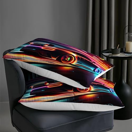 AILONEN 3D Race Car Comforter Set - Twin Size, Modern Sports Theme Bedding Set, 1 Fitted Sheet, 2 Pillowcases