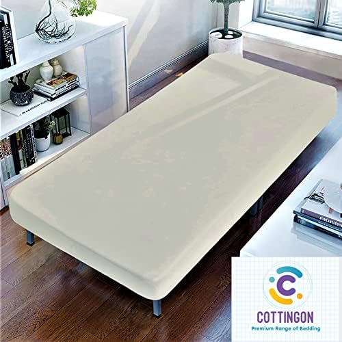 1 Peice Cot Size 28" x 75" Fitted Sheet, 100% Egyptian Cotton, Ivory Solid